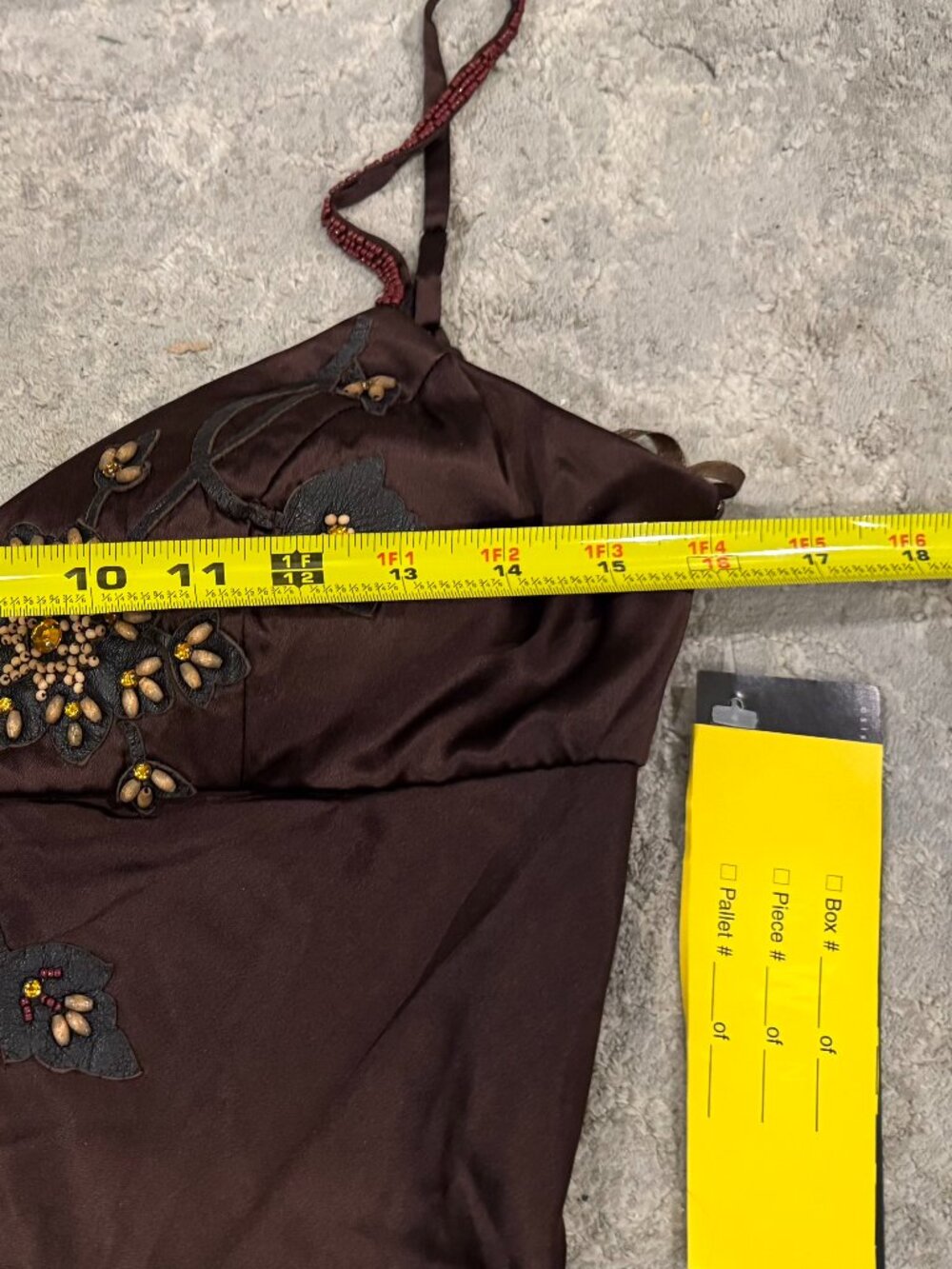 Sue Wong Dress Y2K Sexy Beaded 46 Flapper Coffee Brown Chocolate Midi SILK New - Picture 15 of 16